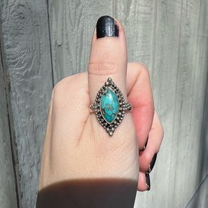Coastal cowgirl bohemian India turquoise sterling ring